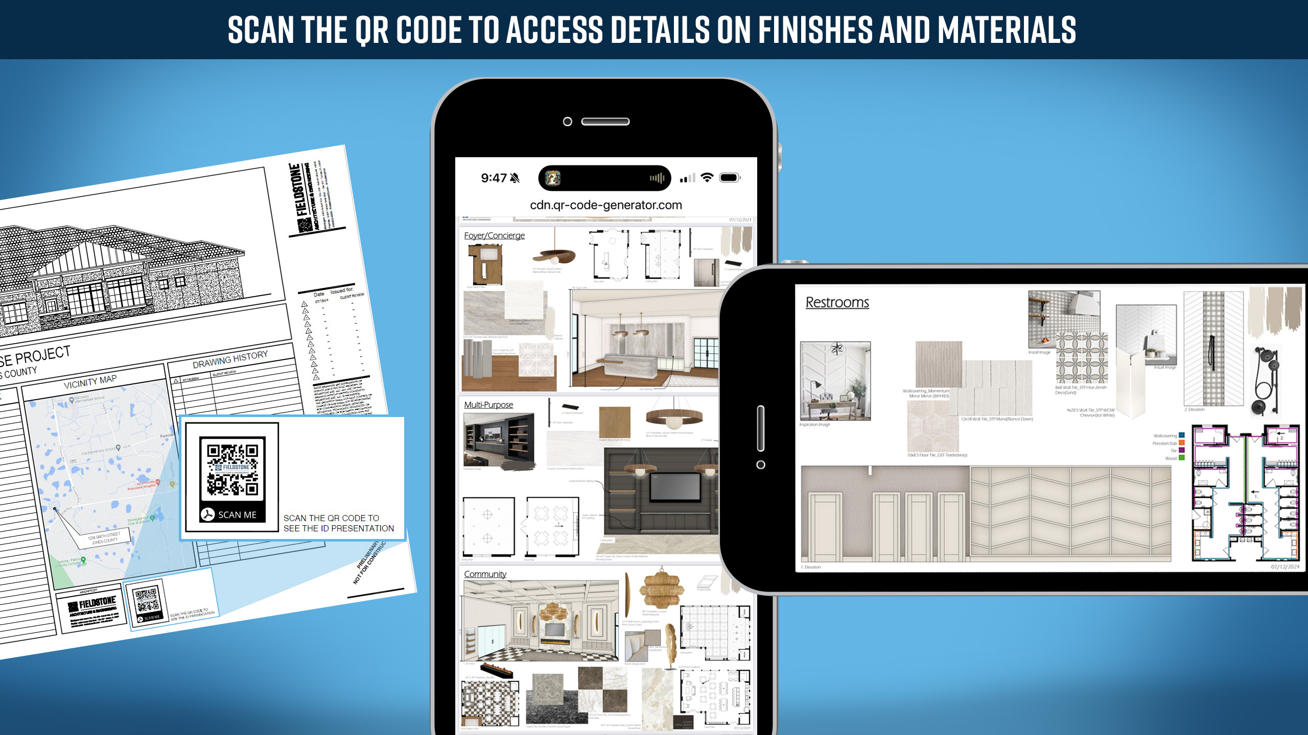 Materials details with QR code